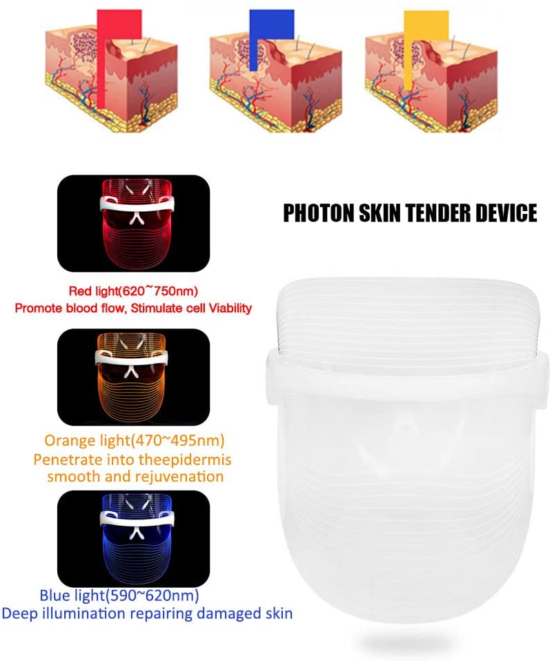 3 Colors LED Photon Light Therapy Facial Mask Lilac Milo