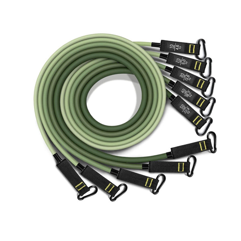 Elastic String Fitness Resistance Rope 11 Piece Set in army green