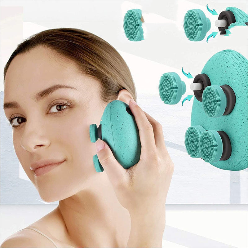 Silver Electric Scalp Massager With Multiple Massage Heads - Fit Glow